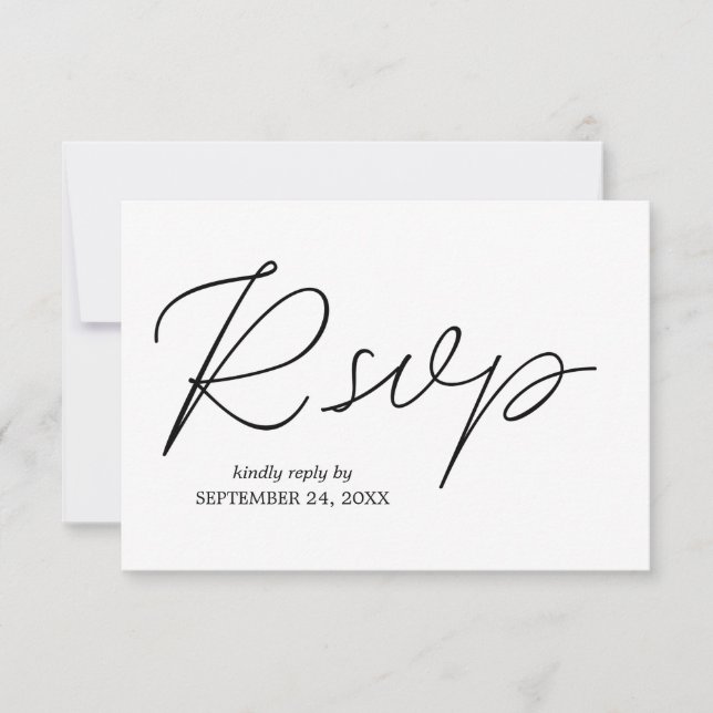 Black & White Calligraphy 3 with Meal RSVP Card (Front)