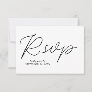 Black & White Calligraphy 3 with Meal RSVP Card