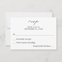 Black & White Calligraphy 4 no Meal RSVP Card