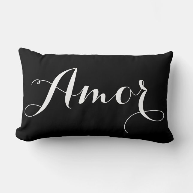 Black & White Calligraphy Amor Pillow (Front)