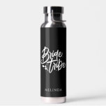 Black White Calligraphy Bride Tribe Bachelorette Water Bottle<br><div class="desc">This simple elegant black and white water bottle with custom name can make a perfect bachelorette gift! Personalise it easily with your name. You can also change background colour,  just click on "Edit using design tool".</div>