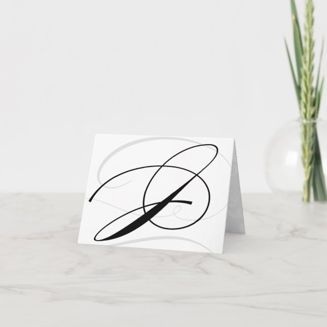 Black & White Calligraphy Initial J Monogram Cards (Front)