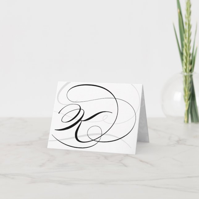 Black & White Calligraphy Initial K Monogram Cards (Front)
