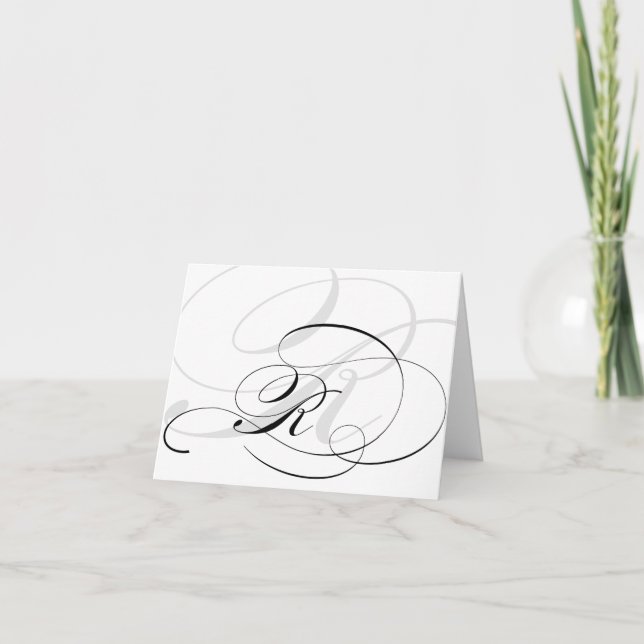 Black & White Calligraphy Initial R Monogram Cards (Front)