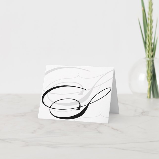 Black & White Calligraphy Initial S Monogram Cards (Front)
