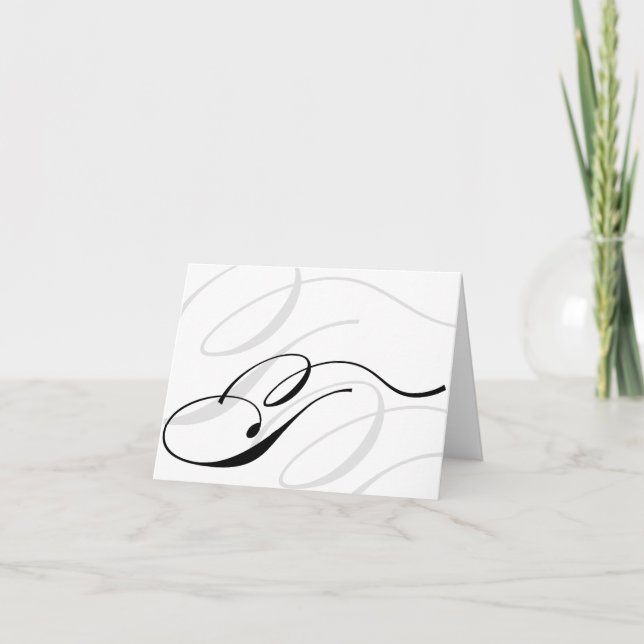 Black & White Calligraphy Initial T Monogram Cards (Front)