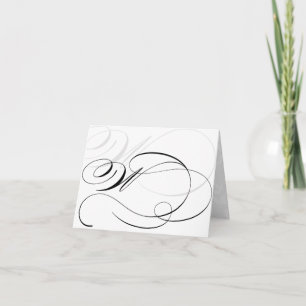 Black & White Calligraphy Initial W Monogram Cards