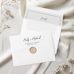 Black & White Calligraphy Minimal Wedding Envelope