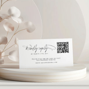 Black & White Calligraphy Modern QR Code Enclosure Card