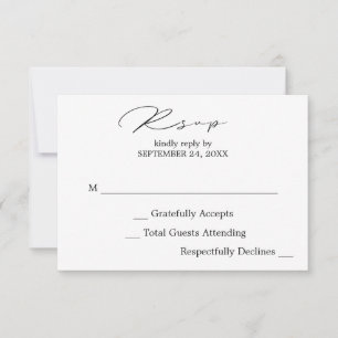 Black & White Calligraphy no Meal RSVP Card