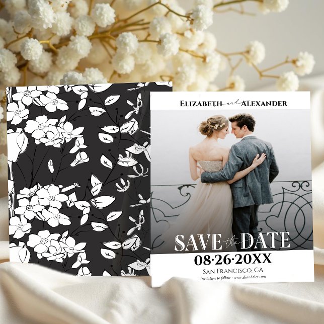 Black & White Calligraphy Photo Save the Date (Creator Uploaded)