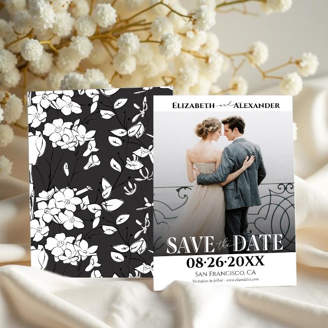 Black & White Calligraphy Photo Save the Date Invitation (Creator Uploaded)