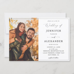 Black & White Calligraphy Photo Simple V2b Invitation