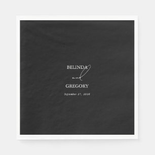 Black & White Calligraphy Signature Script Wedding Napkin