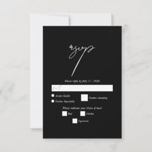 Black & White Calligraphy Signature Script Wedding RSVP Card