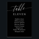 Black White Calligraphy Table Number Guest Names<br><div class="desc">Elegant table cards in black and white with a delicate calligraphy script. Add the names of your wedding guests!</div>