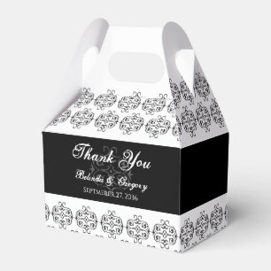Black & White Calligraphy Vintage Damask Wedding Favour Box