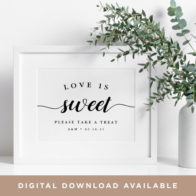 Black & White Calligraphy Wedding Dessert Sign (Creator Uploaded)