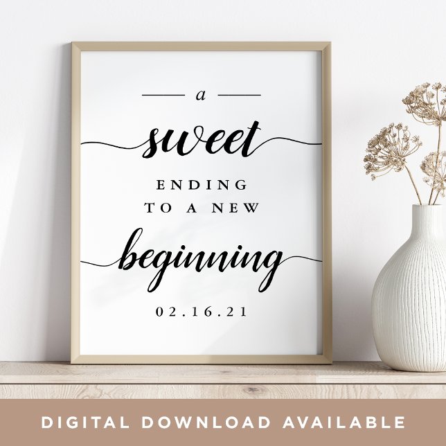 Black & White Calligraphy Wedding Dessert Table Poster (Creator Uploaded)