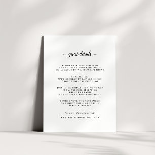Black & White Calligraphy Wedding Details Enclosure Card