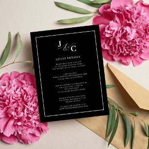 Black & White Calligraphy Wedding Details Enclosure Card
