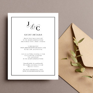 Black & White Calligraphy Wedding Details Enclosure Card