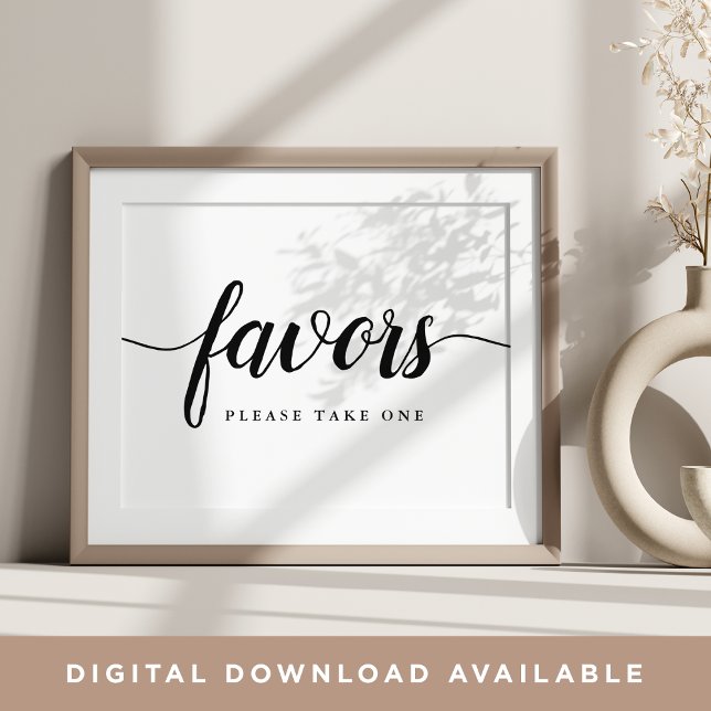 Black & White Calligraphy Wedding Favour Sign (Creator Uploaded)