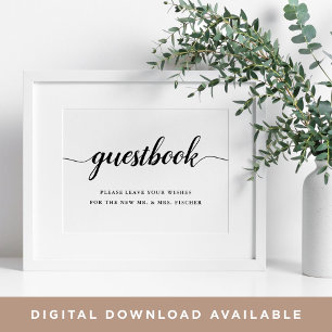 Black & White Calligraphy Wedding Guestbook Sign