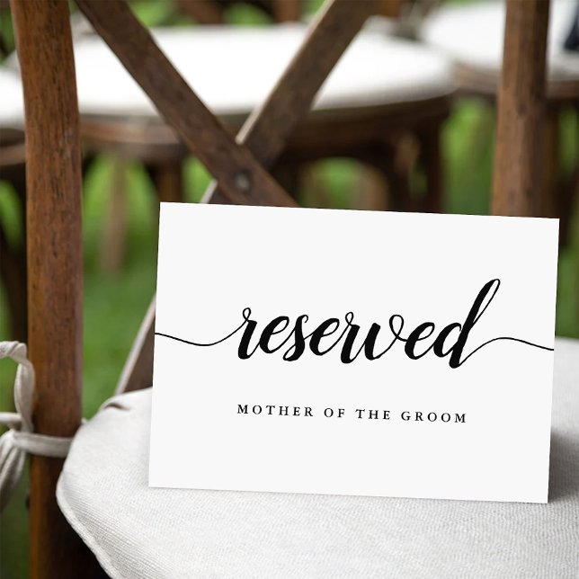 Black & White Calligraphy Wedding "Reserved" Sign (Creator Uploaded)
