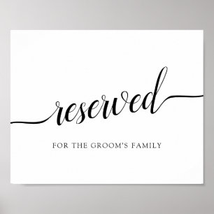 Black & White Calligraphy Wedding "Reserved" Sign