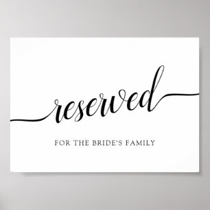 Black & White Calligraphy Wedding "Reserved" Sign