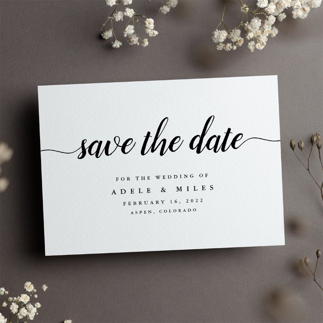Black & White Calligraphy Wedding Save The Date (Creator Uploaded)