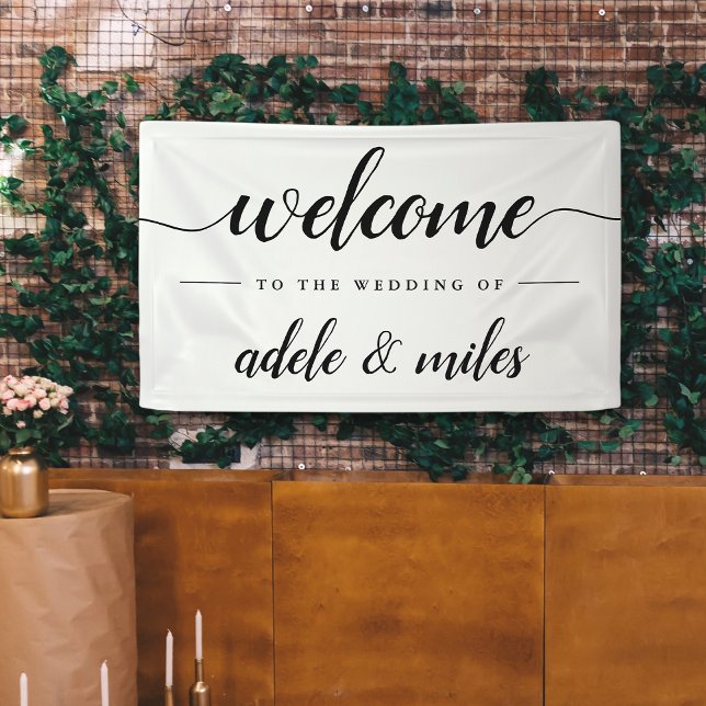 Black & White Calligraphy Wedding Welcome Banner (Creator Uploaded)