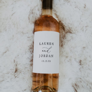 Black & White Calligraphy Wedding  Wine Label