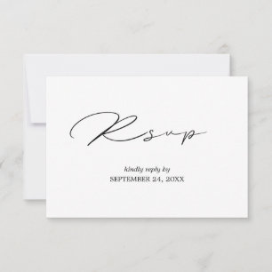 Black & White Calligraphy with Meal RSVP Card