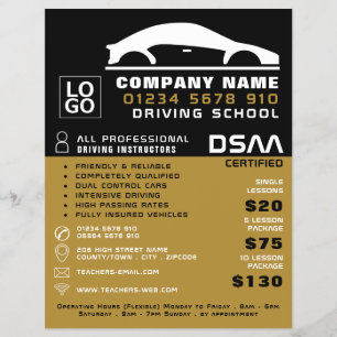 Black & White Car Logo, Driving School, Instructor Flyer