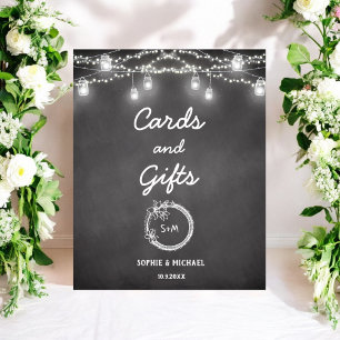 Black White Cards Gifts Wedding Sign Poster