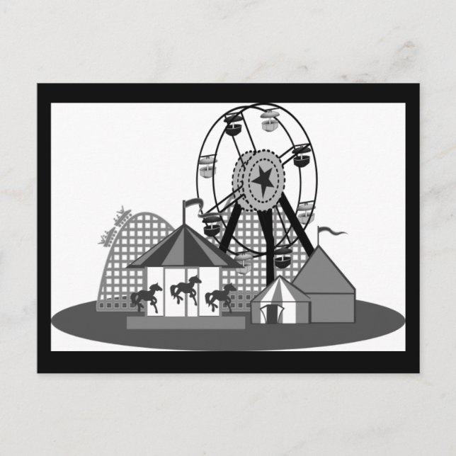 Black & White Carnival Theme Party Postcard (Front)