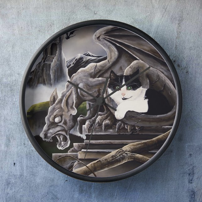 Black White Cat Gargoyle Clock (Creator Uploaded)