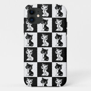 Black White  Cat Monogram Block Print Case-Mate iPhone Case