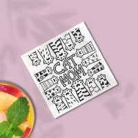 Black & White Cat Mum Paw Print Design