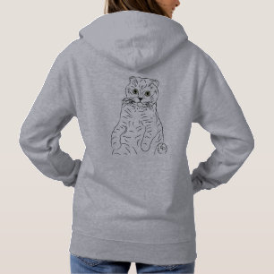 Black@White Cat Rest  for woman grey Hoodie