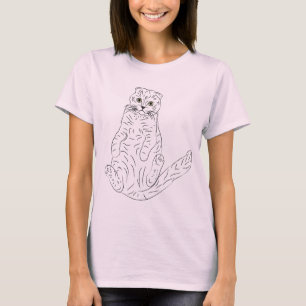 Black@White Cat Rest for woman Pink T-Shirt