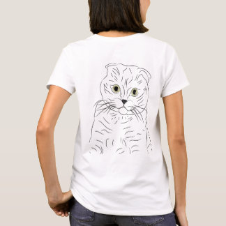 Black@White Cat Rest for woman White T-Shirt