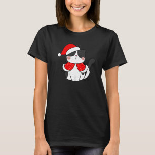 Black White Cat Santa Hat Christmas Cat Bah humbu T-Shirt