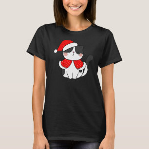 Black White Cat Santa Hat Christmas Cat Bah humbu T-Shirt
