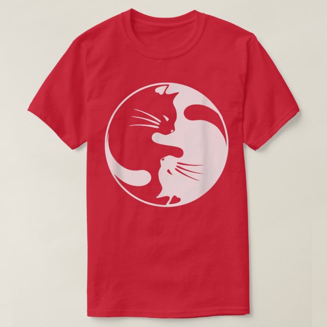 Black White Cat Yin and Yang  for Women and daddy  T-Shirt (Design Front)