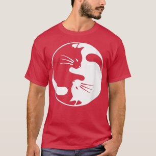 Black White Cat Yin and Yang  for Women and daddy  T-Shirt