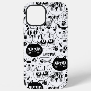Black white cats faces pattern (all phones) iPhone 12 pro max case