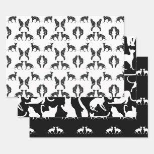 Black & White Cats Wrapping Paper Sheet